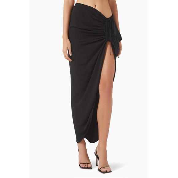 NEW CHRISTOPHER ESBER ruched cadence split skirt in black - Picture 1 of 5